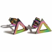 Aramat jewels ® - Regenboog zweerknopjes driehoek oorbellen chirurgisch staal 9mm
