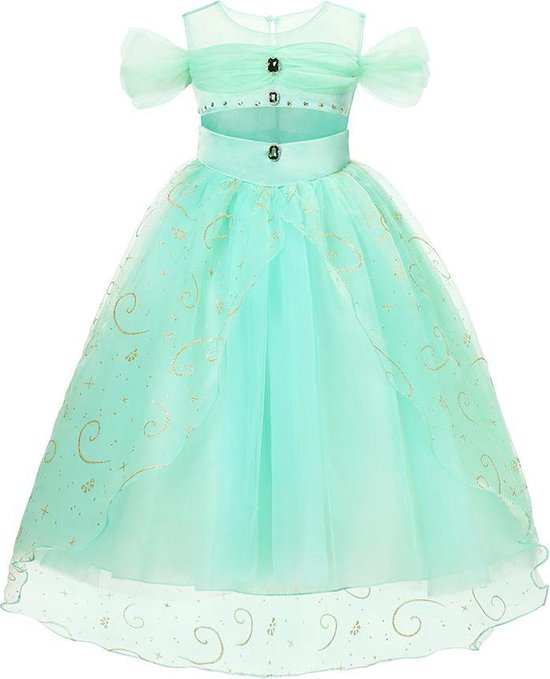 Prinses Jasmine jurk Aladdin - Prinsessenjurk - Verkleedkleding - Mint bol.com