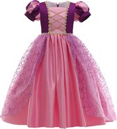 Prinses - Rapunzel jurk - Rapunzel -  Prinsessenjurk - Verkleedkleding - Paars - Maat 122/128 (6/7 jaar)