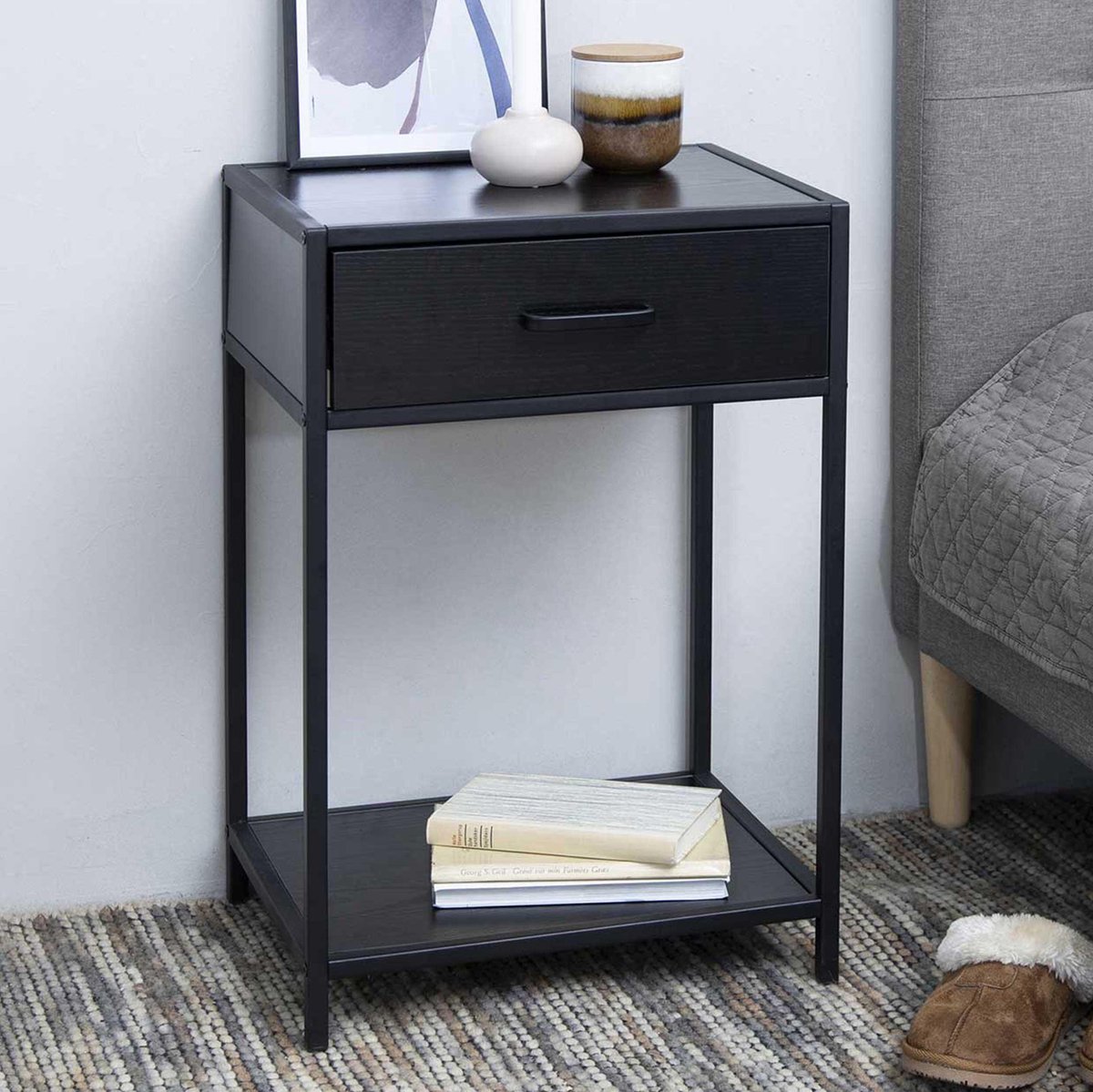 Giga Living Nachtkastje Bronx MDF Zwart - Giga Living