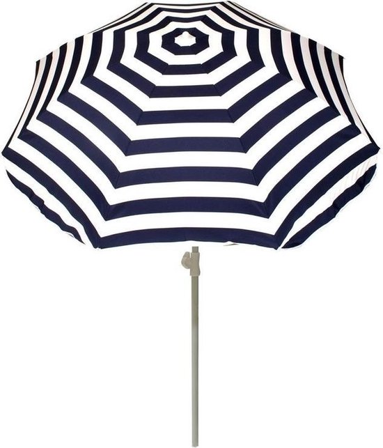 Je zal beter worden Schaap Redding Blauw gestreepte lichtgewicht strand/tuin basic parasol van nylon 180 cm +  vulbare... | bol.com