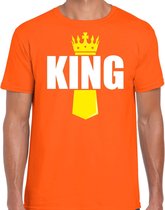 Koningsdag t-shirt King met kroontje oranje - heren - Kingsday outfit / kleding / shirt M