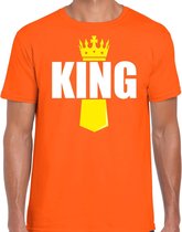 Koningsdag t-shirt King met kroontje oranje - heren - Kingsday outfit / kleding / shirt XL