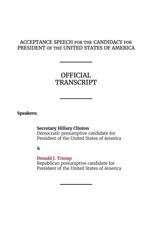 ACCEPTANCE SPEECH FOR THE CANDIDACY FOR PRESIDENT OF THE UNI ... - cover