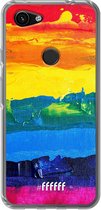 6F hoesje - geschikt voor Google Pixel 3a -  Transparant TPU Case - Rainbow Canvas #ffffff