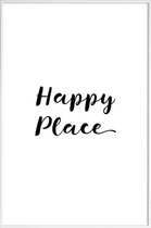 JUNIQE - Poster in kunststof lijst Happy -60x90 /Wit & Zwart