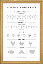 JUNIQE - Poster met houten lijst Maateenheden in de keuken -30x45 /Wit