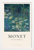 JUNIQE - Poster met houten lijst Monet - Water Lilies, Nymphéas -13x18