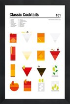 JUNIQE - Poster in houten lijst Klassieke cocktails - minimalistisch