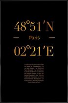 JUNIQE - Poster met kunststof lijst Paris gouden -30x45 /Goud & Zwart
