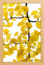 JUNIQE - Poster met houten lijst Ginkgo -60x90 /Bruin & Geel