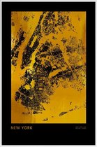 JUNIQE - Poster met kunststof lijst New York gouden -30x45 /Goud &