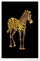 JUNIQE - Poster Zebra gouden -20x30 /Goud & Zwart
