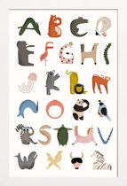 JUNIQE - Poster met houten lijst Animal Alphabet -13x18 /Kleurrijk