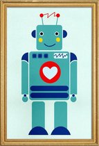 JUNIQE - Poster met houten lijst Robot with a Heart -20x30 /Kleurrijk