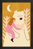 JUNIQE - Poster in houten lijst Bear Hug -40x60 /Geel