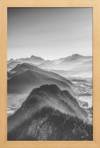 JUNIQE - Poster met houten lijst Ballonvaart over de Alpen -13x18