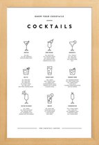 JUNIQE - Poster met houten lijst Cocktail infographic -30x45 /Wit &