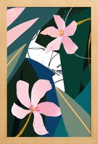 JUNIQE - Poster in houten lijst Oleander illustratie -60x90 /Groen &