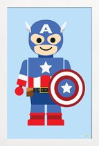 JUNIQE - Poster in houten lijst Capitan America Speelgoed -60x90