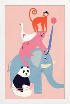 JUNIQE - Poster in houten lijst Animal Pyramid -60x90 /Kleurrijk