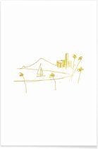 JUNIQE - Poster Hawaii gouden -40x60 /Goud & Wit