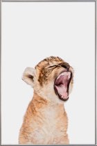 JUNIQE - Poster met kunststof lijst Sleepy Leopard -13x18 /Bruin