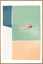 JUNIQE - Poster met kunststof lijst Bathing -60x90 /Ivoor & Roze