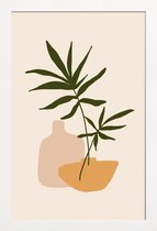 JUNIQE - Poster in houten lijst Vases -60x90 /Bruin & Groen