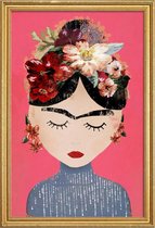 JUNIQE - Poster met houten lijst Frida Pink -20x30 /Roze