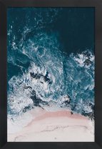 JUNIQE - Poster in houten lijst I Love The Sea -30x45 /Turkoois