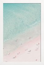 JUNIQE - Poster in houten lijst Beach Love -60x90 /Ivoor & Turkoois