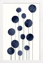 JUNIQE - Poster in houten lijst Waterflowers -40x60 /Blauw & Wit