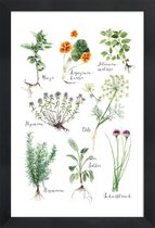 JUNIQE - Poster met houten lijst Keukenkruiden -13x18 /Groen & Wit