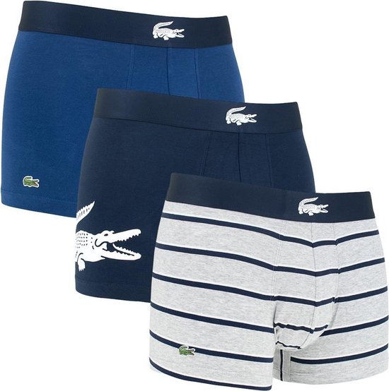 Lacoste iconic 3P trunks mix blauw & grijs - L