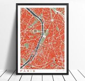 Classic Map Poster Paris - 40x50cm Canvas - Multi-color