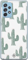 Samsung A52 (5G) hoesje siliconen - Cactus print | Samsung Galaxy A52 (5G) case | groen | TPU backcover transparant