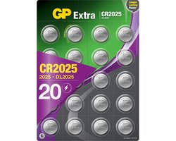 GP CR2025 Extra Lithium - piles CR2025 pile bouton 3V - 20 pièces