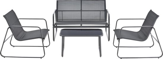 Ensemble de jardin 4 pièces Palencia ensemble de salon gris foncé et noir