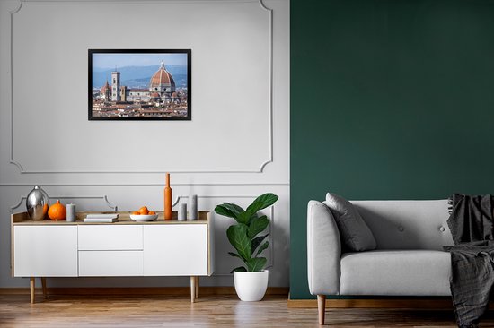 Image encadrée - Cadre photo Panorama du Dom de Florence noir 60x40 cm - Affiche encadrée (Décoration murale salon / chambre)