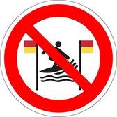 Verboden te surfen tussen rode en gele vlag sticker - ISO 7010 - P064 400 mm