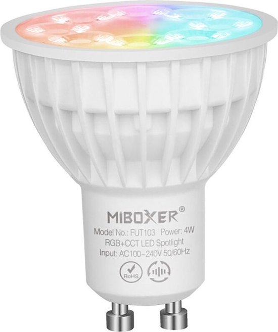 Mi-Light - LED Spot - Smart LED - Wifi LED - Slimme LED - 4W - GU10 Fitting  - RGB+CCT... | bol.com