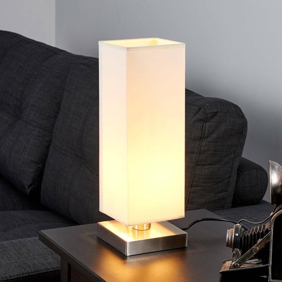 Lindby - Tafellamp - 1licht - stof, metaal - H: 34.5 cm - E14 - crèmewit