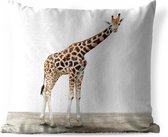Sierkussen Animalprintshop voor buiten - Giraffe dierenprint - 60x60 cm - vierkant weerbestendig tuinkussen / tuinmeubelkussen van polyester