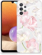 GSM Hoesje Samsung Galaxy A32 4G | A32 5G Enterprise Editie Back Case TPU Siliconen Hoesje Doorzichtig Mooie Bloemen