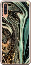 Samsung Galaxy A70 siliconen hoesje - Marble khaki - Soft Case Telefoonhoesje - Groen - Marmer