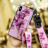 Kleurrijk geverfd, shockproof TPU + doek textuurhoes voor iPhone XS Max (roze)