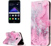 Voor Huawei P8 Lite (2017) Roze zeewaterpatroon Horizontale flip lederen beschermhoes met houder en kaartsleuven en portemonnee