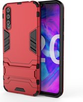 Voor Huawei Honor 20 Lite schokbestendige pc + TPU beschermhoes met onzichtbare houder (rood)