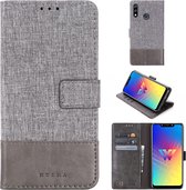 Voor LG W10 MUMXA MX102 horizontale flip canvas stiksels lederen tas met houder & kaartsleuven & portemonnee (grijs)